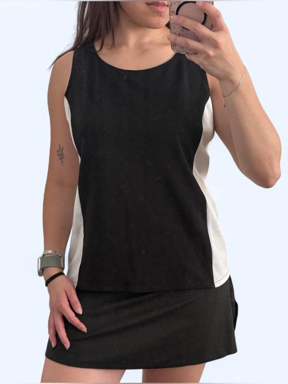 Ann Taylor Black and White Sleeveless Colorblock Blouse/Top